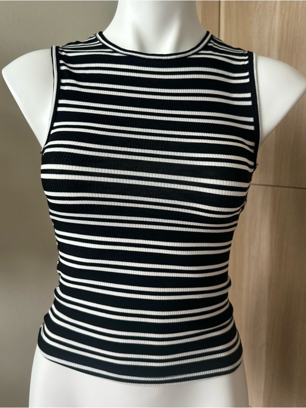Wild Fable Women's Open Back Ribbed Tank Top  Black Striped XS